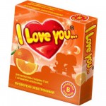 Презервативы гладкие, I Love You (Ай Лав Ю) 3 шт с ароматом апельсина