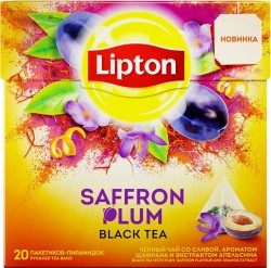 Чай черный, Lipton (Липтон) 1.8 г 20 шт Сэфрэн Плам со сливой ароматом шафрана и экстрактом апельсина пирамидки