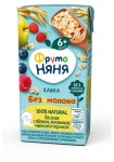 Кашка безмолочная жидкая, Фрутоняня 200 мл овсяная с яблоком земляникой малиной и черникой без сахара 6+ мес тетрапак